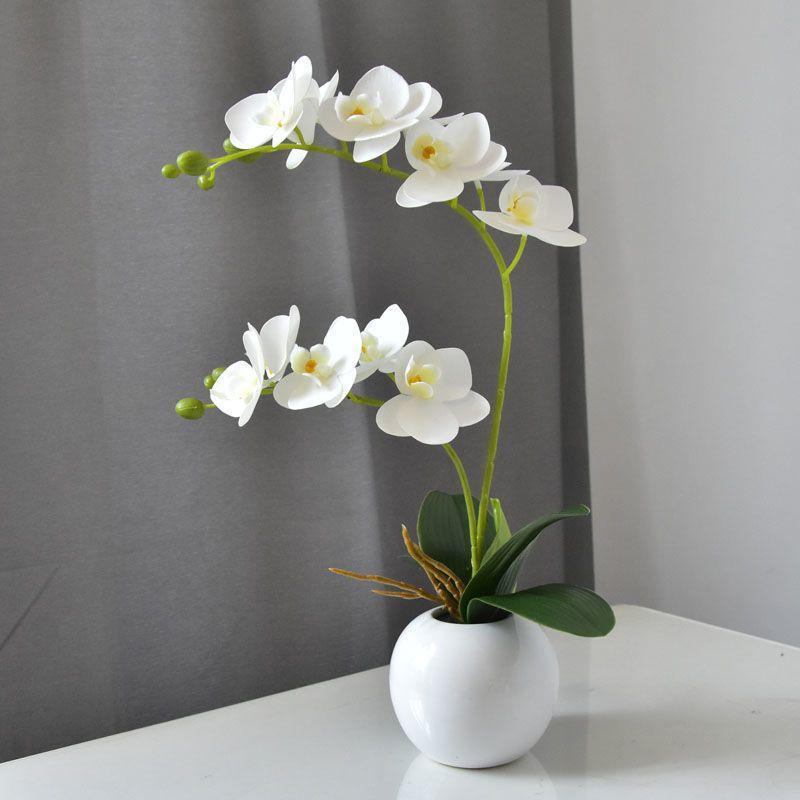 2 шт. с ручным ощущением листьев орхидеи, искусственный фаленопсис, бабочка, орхидея, имитация цветка белый
