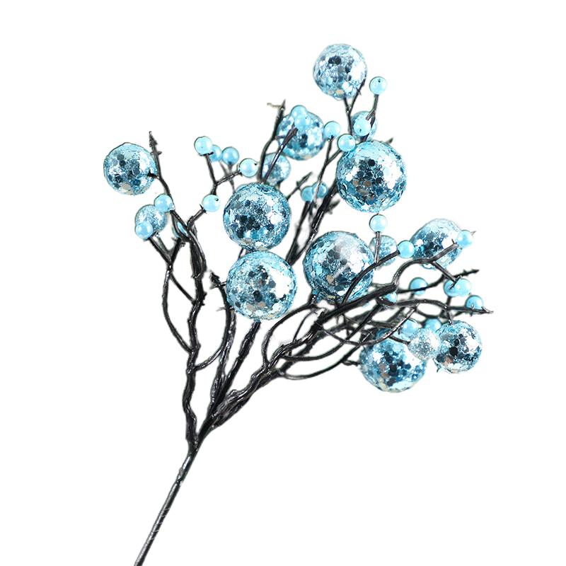1 шт., имитация ягодной ветки, блестки, блестящие цветы, имитация ягодной ветки небесно-голубой