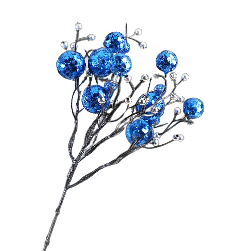 1 шт., имитация ягодной ветки, блестки, блестящие цветы, имитация ягодной ветки темно-синий
